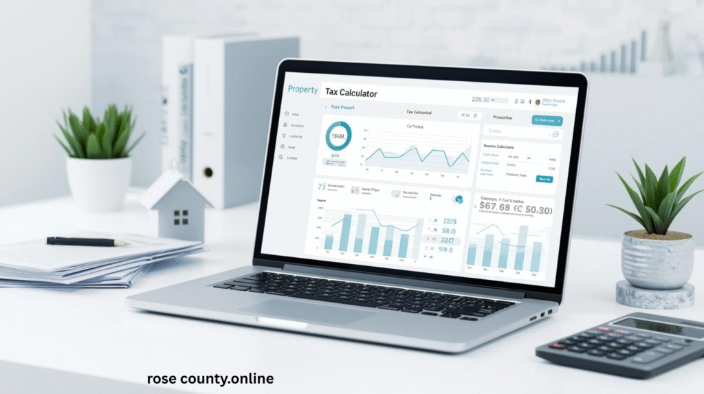 Rose County Tax Calculator 2025 property tax estimation on laptop screen