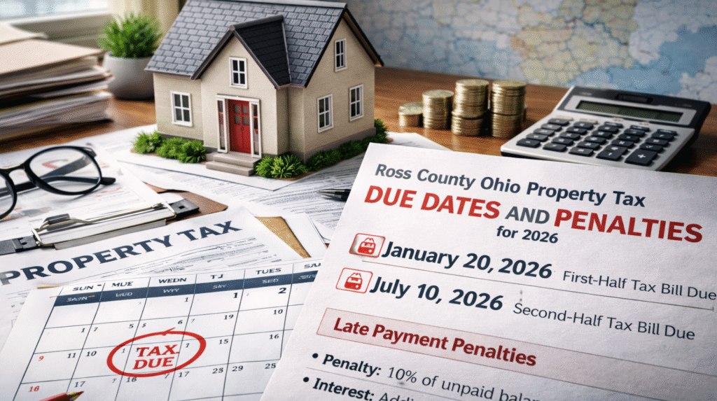 Ross County Ohio property tax due dates 2026 with tax documents